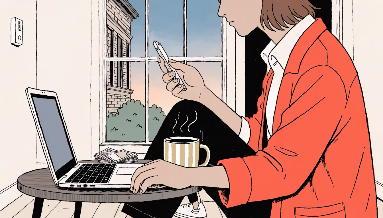 Person using smartphone for mobile payment at home in the UK