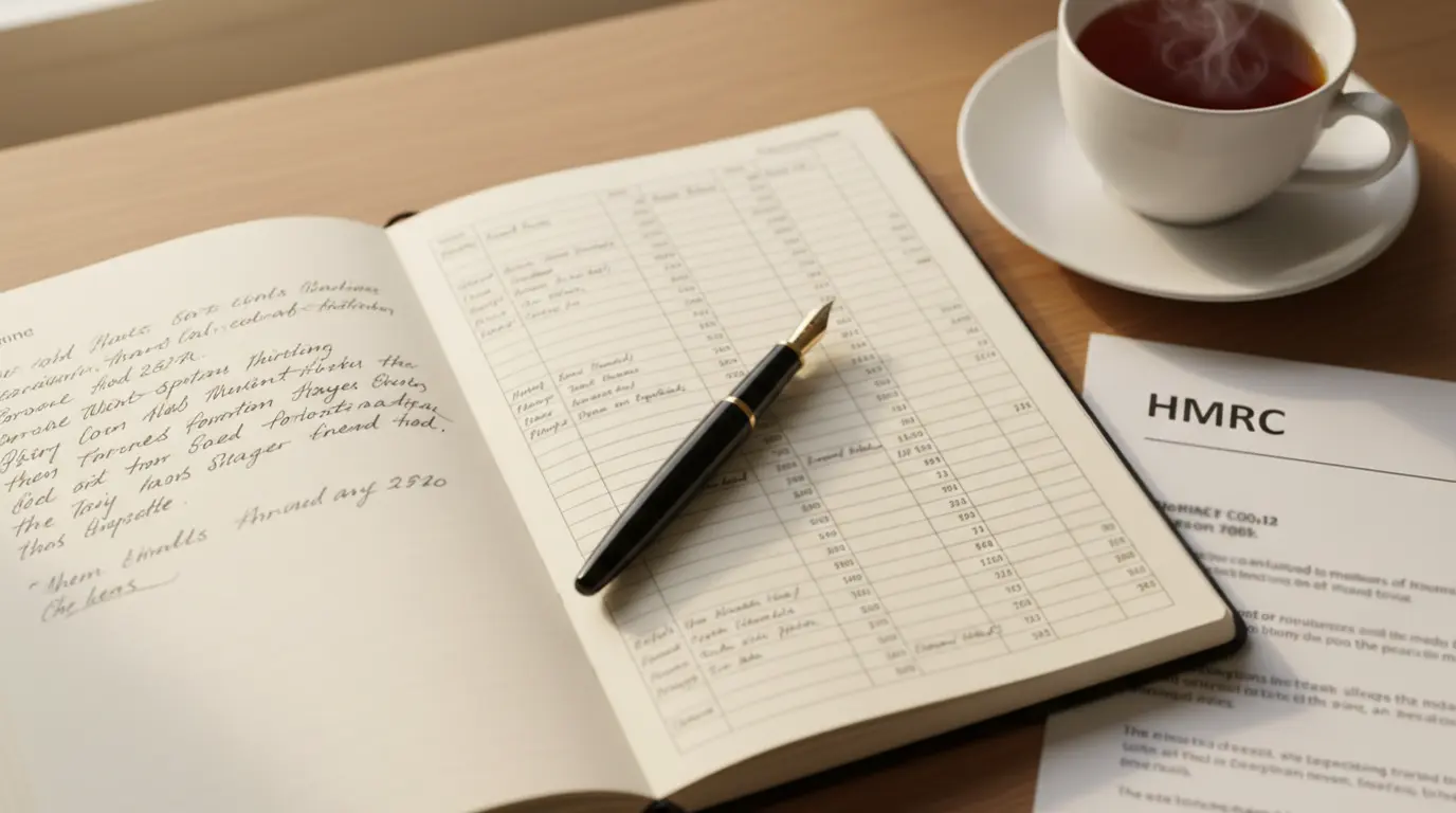 HMRC tax document and notebook with pen on a desk representing UK tax obligations on crypto casino winnings